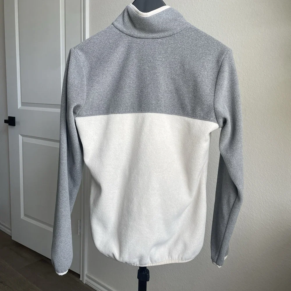 Columbia Gray Cream Fleece Quarter Snap Hiking Travel Trips Pullover Two Tone XS